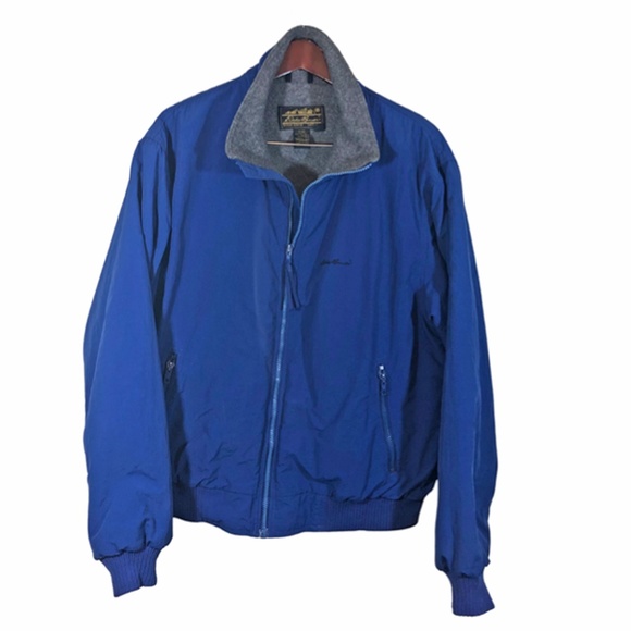 EDDIE BAUER Blue Fleece Bomber Jacket Men's Size L